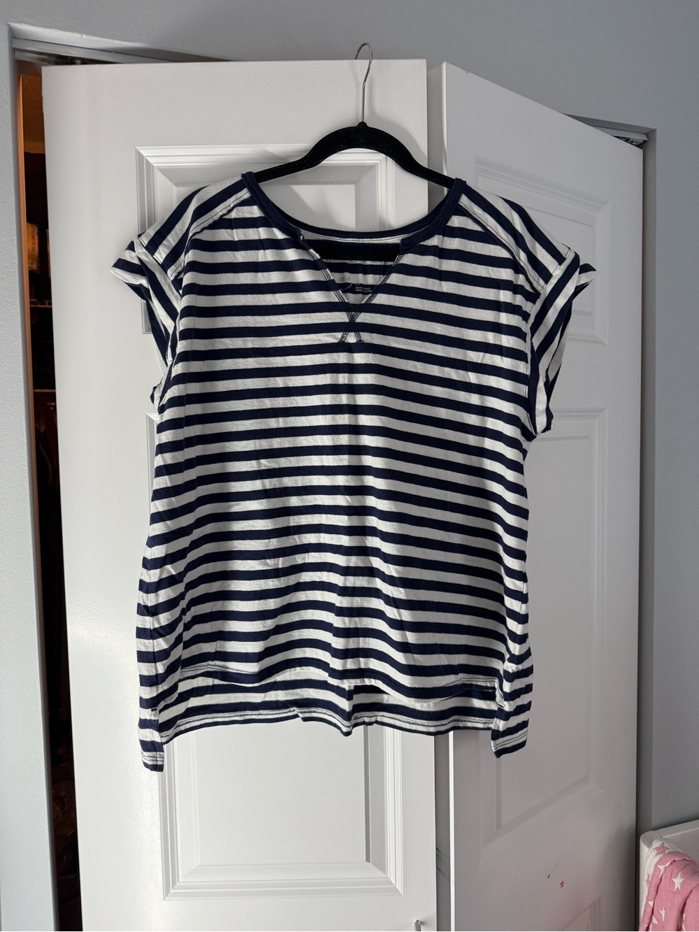 Aerie Navy and White Striped Short Sleeve Top